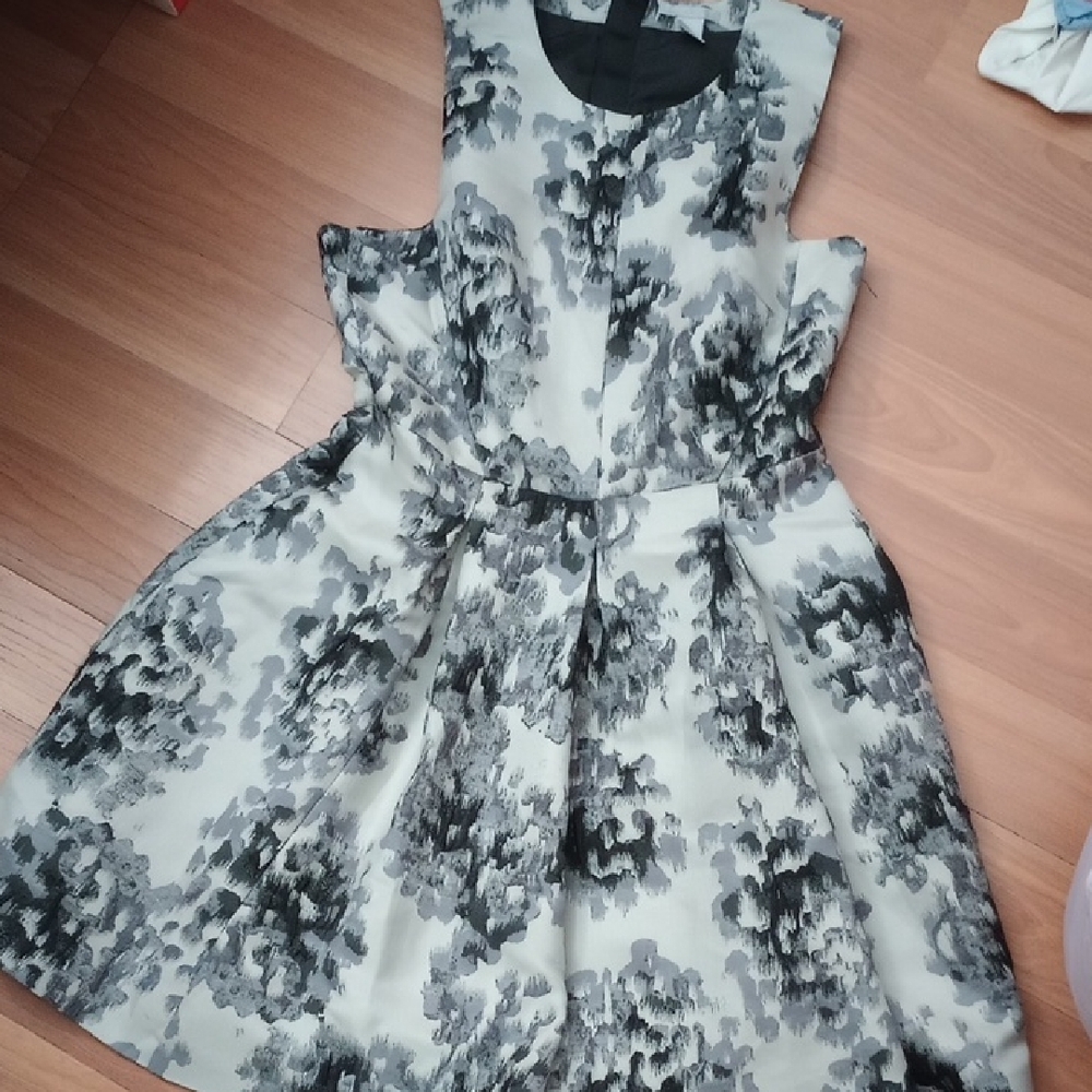 H&M Black and White Sleeveless A-Line Dress